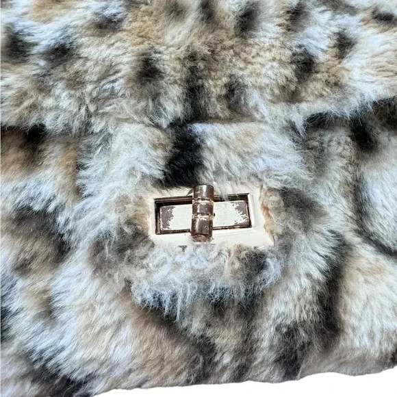 Y2K Brown Leopard Print Faux Fur Cross Body Bag - Picture 6 of 10